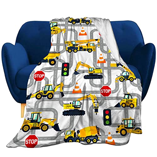 Image of Esconal Construction Truck Blanket for Toddler Boys Kids Flannel Cars Blankets and Throws for Adults Bedding Sofa Gifts 50"X40"