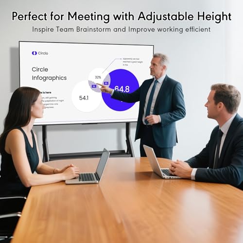 Image of Smart Board Stand for 55-100 Inch Interactive Whiteboard, Height Adjustable Mobile Stand with 4 Lockable Rolling Wheels for Smartboard