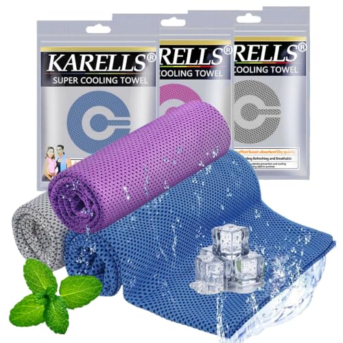 KARELLS Kühlende Handtücher 3 Stück Mikrofaser Sport Handtücher Kühlendes Eishandtuch Cooling Towel Kühltücher Sporthandtuch Microfase für Fitness Outdoor Sports Yoga Reise30 * 100CM