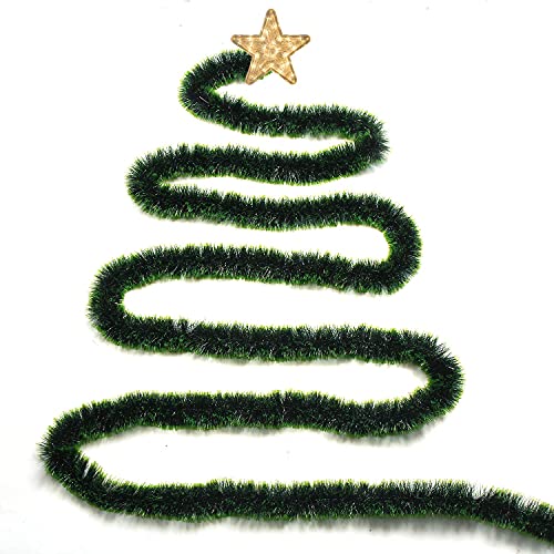 LOMIMOS Lametta-Girlande, ca. 100 m, grün glitzernde Dekoration für Weihnachtsbaum, Party, Hochzeit – Ansicht 7