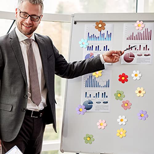 Image of 30 Pcs Cute Flower Fridge Magnets 3D Magnetic Refrigerator Locker Decoration Colorful Decorative Funny Flower Magnets for Classroom Office Kitchen Locker Whiteboard Cabinet, 10 Colors