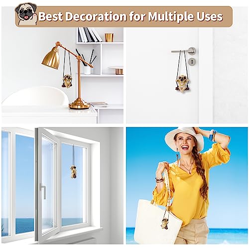 AutoZubehör zum Aufhängen, Auto Anhänger Mops Hund Swinging Auto-Spiegelaufhängung Car Accessories Auto Rückspiegel Nette Innen Dekoration Hänge Ornament Spiegel Charms Zubehör Lustige Geschenke