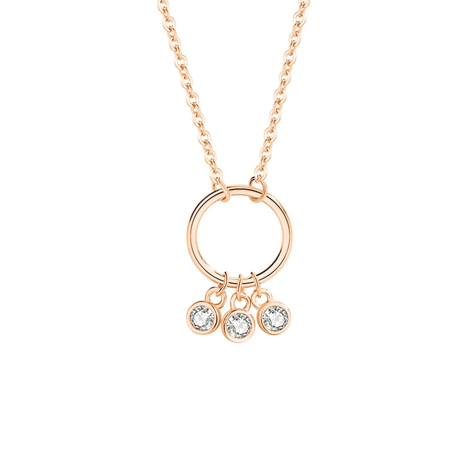 Collar de oro para mujer, collar de moissanita con tres biseles para mujer, moissanita