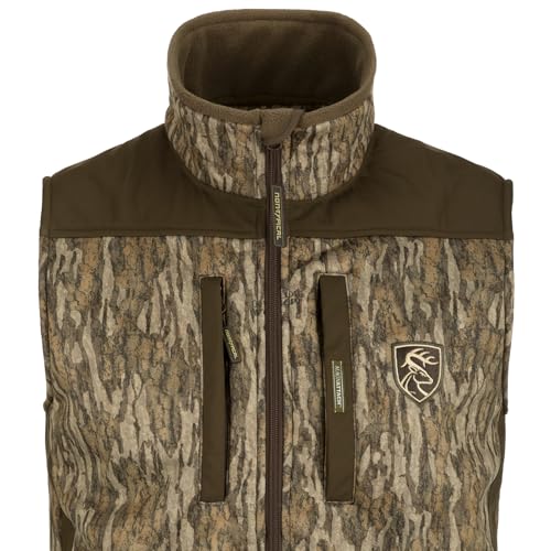 Drake Waterfowl Men's Non-Typical Standstill Heavyweight Durable Warm Fleece-Lined Outdoor Hunting Vest with Agion Active XL, Mossy Oak Bottomland, 3X-Large3