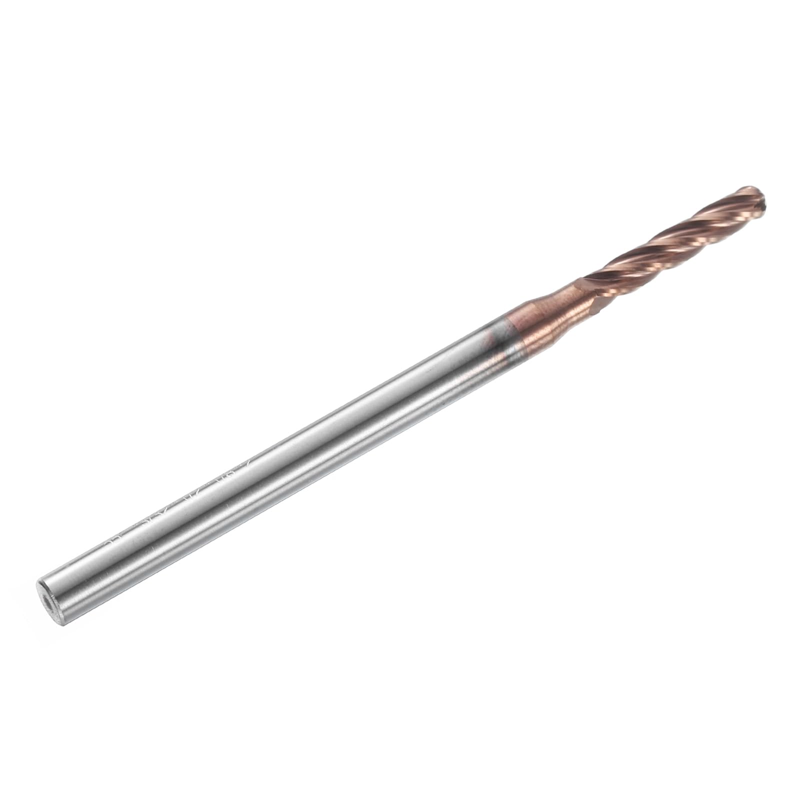 sourcing map Fraise à bec sphérique à 4 cannelures de 0,95 cm de diamètre et tige de 0,3 cm en carbure de tungstène avec revêtement en étain CNC Longueur de coupe 1,27 cm Boule d'extrémité unique pour