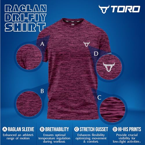 TORO ACTIVA Paquete de 3 camisetas de manga corta para hombre, ajuste atlético, secado rápido, absorben la humedad, estilo deportivo, Pack de 3 Azul Negro Granate, L