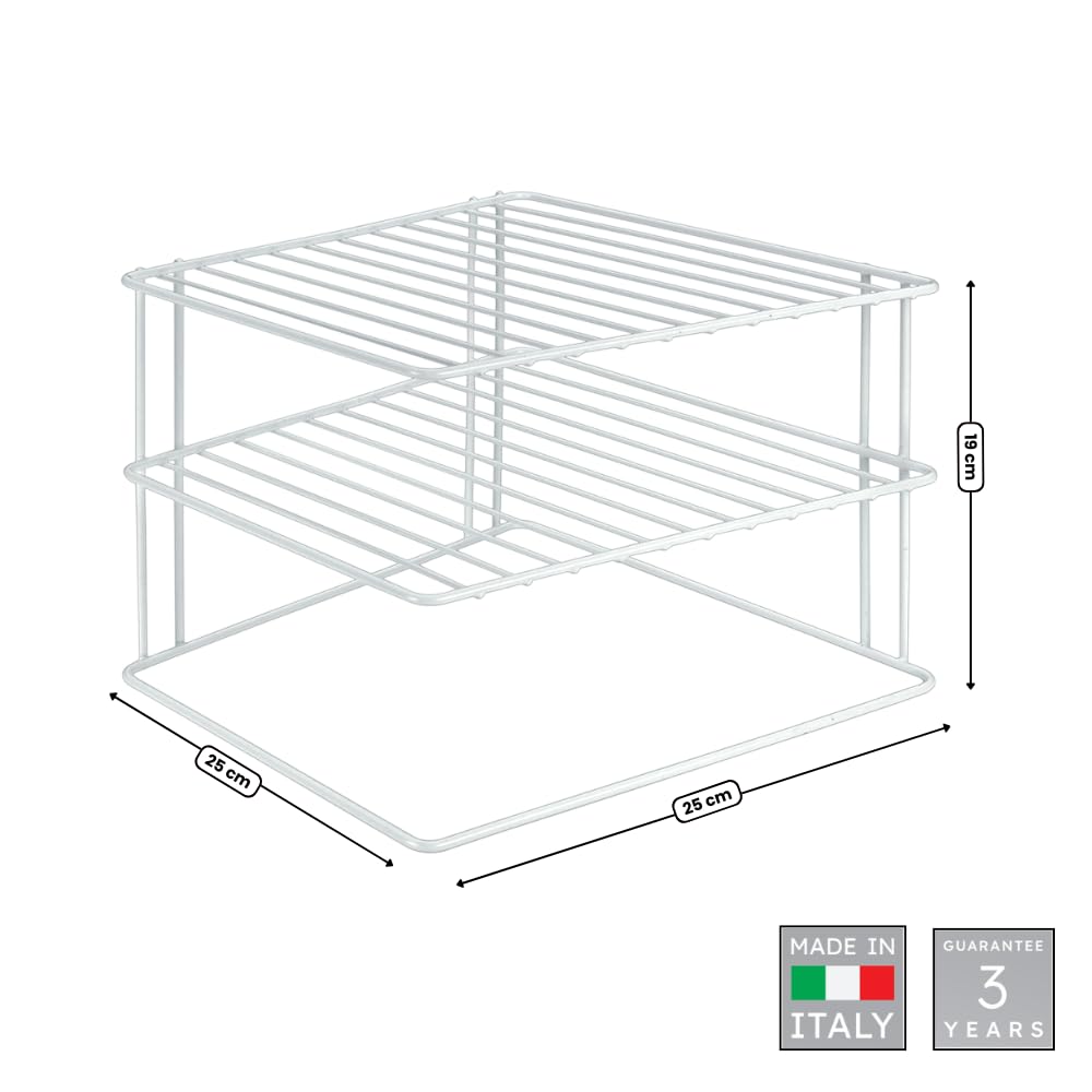 Metaltex 364202095 Armario esquinero Silos, 2 niveles, 25 x 25 x 19 cm, blanco, 3 alturas