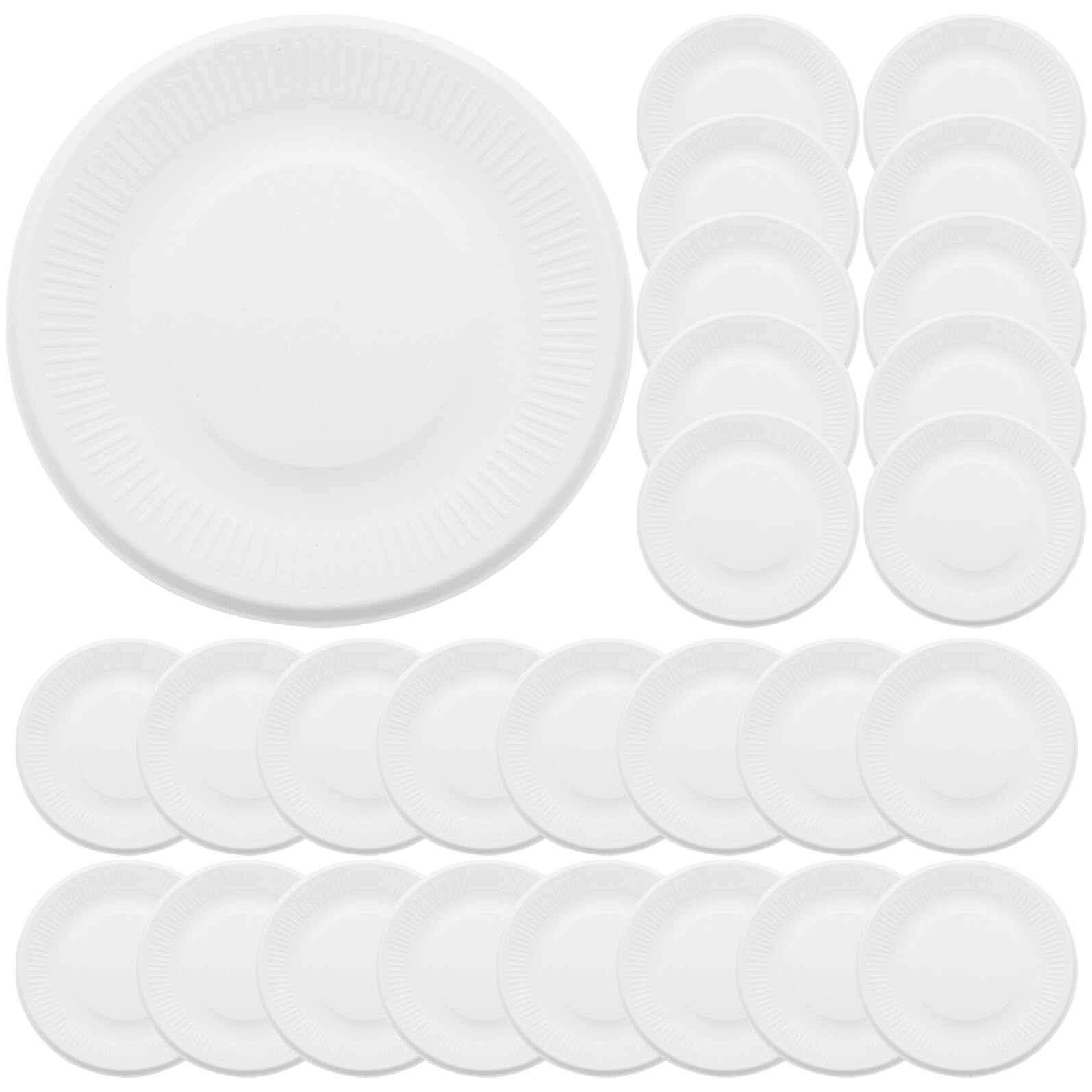 Assiettes Jetables Dessert Rondes 15cm en Papier Blanc, Lot 200
