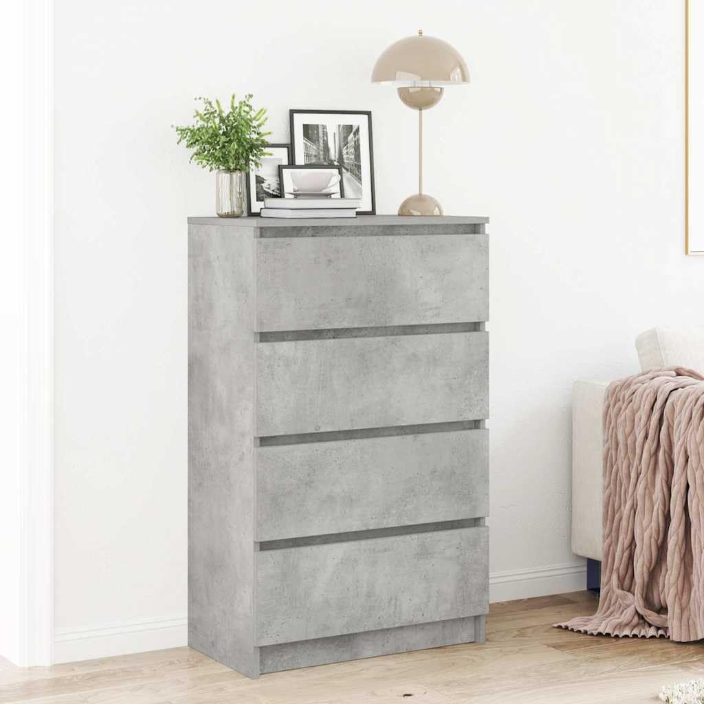 vidaXL Credenza Minimalista Elegante Moderna con 4 Cassetti Pratica Resistente Madia Armadietto Cassettiera Grigio Cemento 60x35x98,5 cm Multistrato