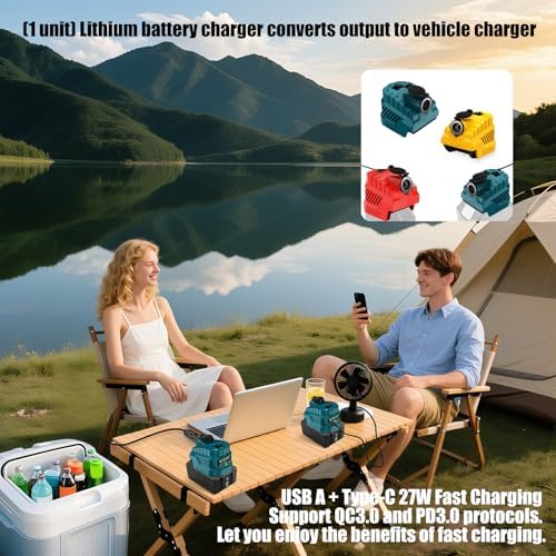 Portable MultiDevice Car Chargers Converter with ABS Housing and Intelligent Protections for Power Tool 18V Batteries USB Car Chargers