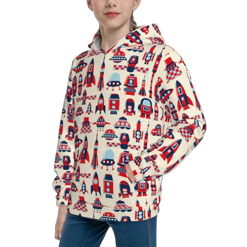 Rocket Pattern Kid Hoodies Boys Sweatshirts Girls Pullover with Pocket2