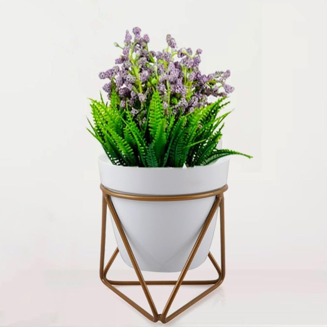 HOMSSY Small Pot with Golden Stand, Elegant Decorative Planter for Indoor and Outdoor Use (35) (B0DFML2SNP) Amazon Price History, Amazon Price Tracker