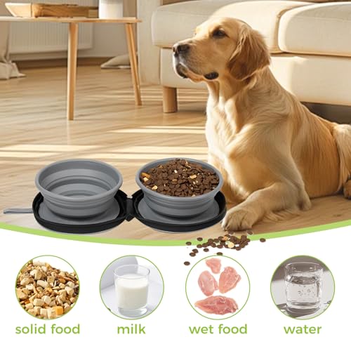 Silicone Collapsible Dog Bowl,2 in 1 Portable Water|Food Bowl for Dog and cat,Canvas Storage Bag,Folds Flat for Easy Storage,Making it Ideal for Travel,Camping,Hiking,Outdoor Adventures,Daily Walks - Image 5