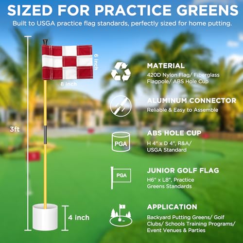 image for KINGTOP Miniature Golf Flagstick, Practice Putting Green Flags for Yar