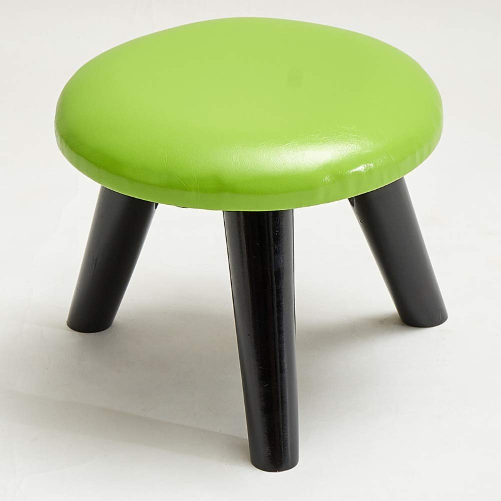 Pouf repose-pieds rond en bois vert 30x30x24cm pour salon et entrée