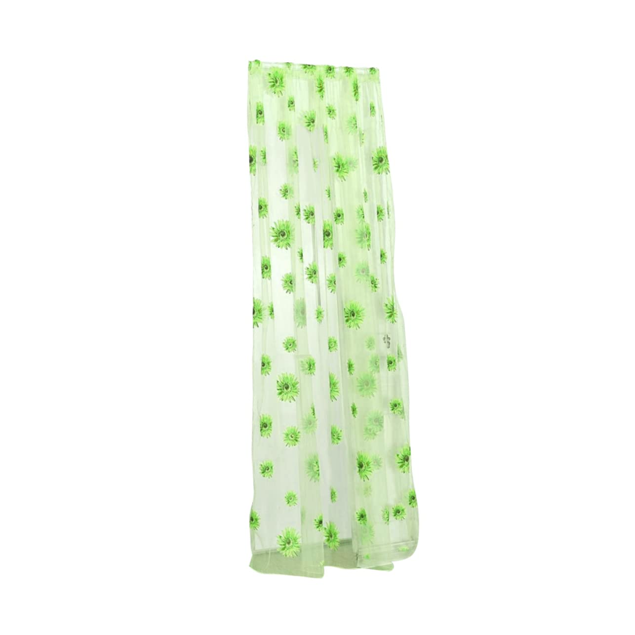 LIFKOME Voile Curtains Window Sheer Panels Green with Sunflower Pattern Polyester for Privacy and Easy Installation with Rod Pockets for Dining Room and Hall