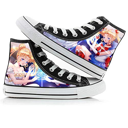 Csqw Sailor Moon High Top Doodle Zapatillas de Lona para Zapatillas de Deporte Unisex para niños y...