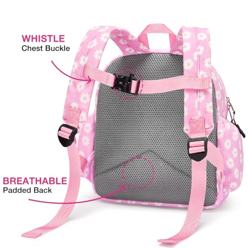 Image of STEAMEDBUN Corduroy Toddler Backpack for Girls 2-4: Kids backpack for Boys Girls - 12 inch Preschool Kindergarten Backpacks - Pink Daisy