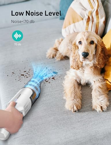 Image of Aspiron Cordless Handheld Vacuum, 24KPA Powerful Car Vacuum, 2-Speed, 2 Charging Methods, Wireless Charger, Ergonomic Handle, Portable Rechargeable Vacuum Cleaner for Car, Home, Ivory