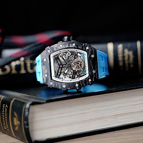 Image of TSAR BOMBA Mens Luxury Watch Automatic Watches for Men 50M Waterproof Japanese Mechanical Movement Tonneau Stainless Steel Case Sapphire Glass Big Face Cool Unique Fashion Gift Men