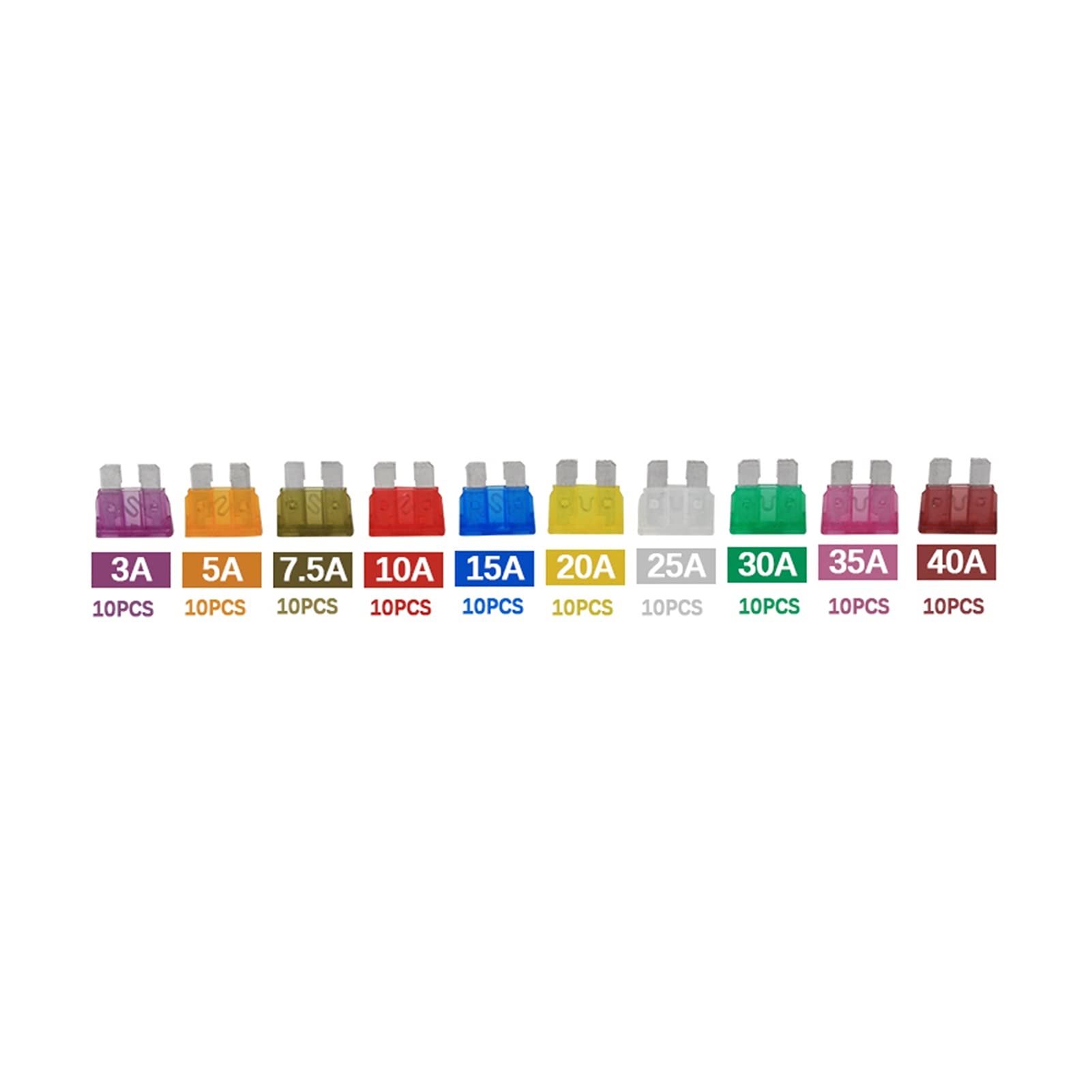 Cablaggio di protezione Fusibile 80pcs 1. 2V 3A 5A 7.5A 10A 15A 20A 25A 30A 35A 40A Assortimento di fusibili for auto a lama standard Fusibile a lama for auto Fusibile for moto for barche for auto