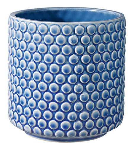 BLOOMINGVILLE Maceta Dot - Macetero Decorativo Redondo para Flores e Plantas para Interiores M (15,5 cm ø), Azul, Cerámica
