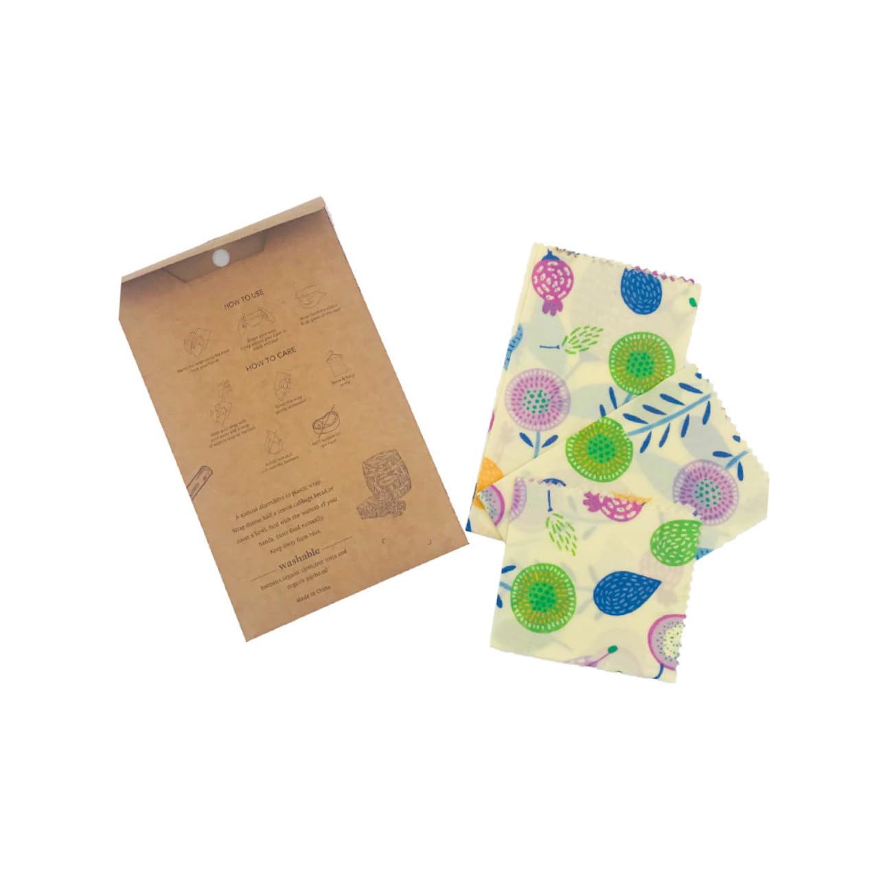 Alipis 3 Set Di Pellicole in Cera Dapi Per Alimenti Tessuti Di Cotone Biologico Riutilizzabili Set Di Pellicole Per La Conservazione Degli Alimenti Robusti Design Assortiti 3 Pezzi*3