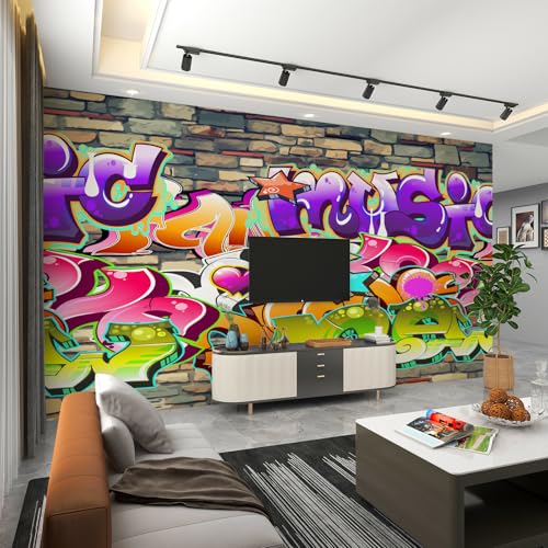 Papier peint mural coloré graffitis 3D autocollant cuisine