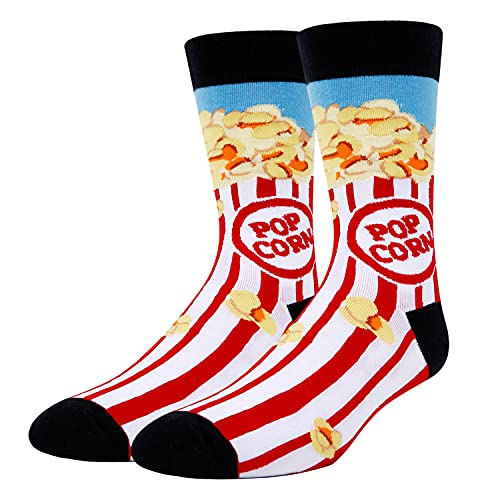 Zmart Popcorn Socks for Men, Popcorn Gifts, Movie Lover Gifts, Popcorn Lovers Gift