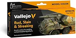 Vallejo - Model Color Effects Rust, Stains & Streaking Set | Modeling Acrylic Paints | 8 Bottles x 18 ml (0.60 fl.oz.)