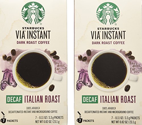 Starbucks Via Ready Brew Decaf Italian Dark Roast Instant Coffee 7-Count each 2 Pack