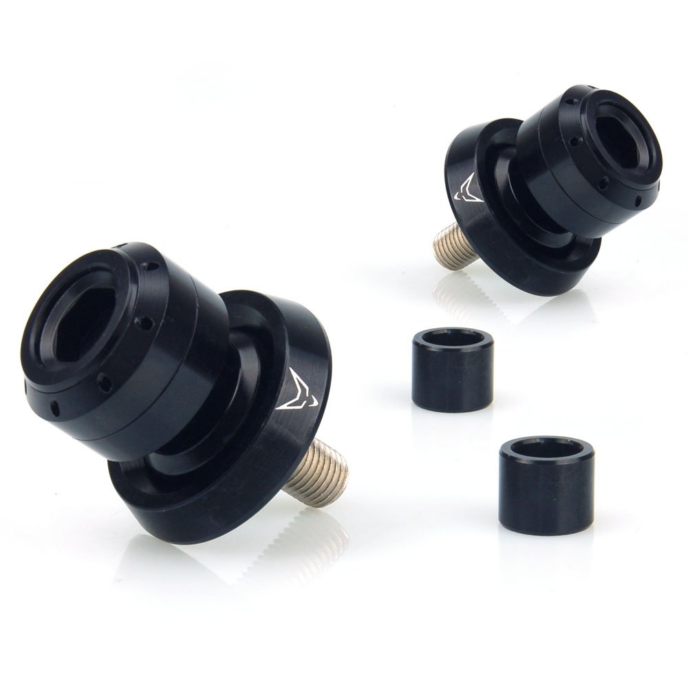 RACEFOXX Ständeraufnahmen mit Schleifschutz, Aufnahmen, Montageständer, Motorradständer, Bobbins, gefräst, M8, schwarz eloxiert, 1 Paar