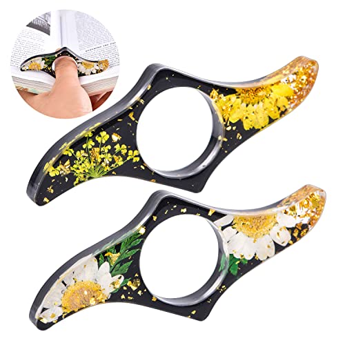 SKYNEO Book Page Holder, Thumb Book Page Holder, Dried Flowers for Resin Page Holder, Book Reader Reading Accessories for Teachers Gift and Bookworm Gifts, Gifts for Book Lover - Black