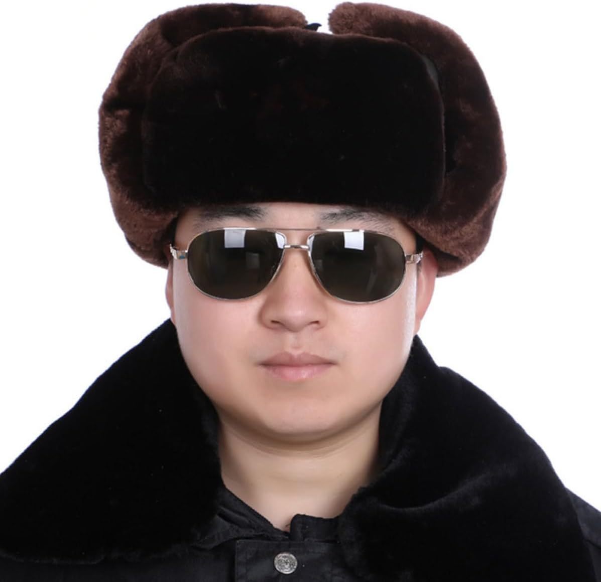 Winter Thickened Cotton Cloth Hat with Earflaps Protective Windproof Cap Covers Face and Neck Outdoor Winter Hat for Snowboarding Olive Green