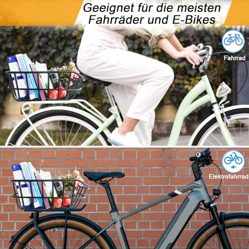 HopesEager fahrradkorb hinten mit Regenschutz,gepäcknetz,Großer Fahrrad Korb aus Metall hinten, robuster fahrradkorb gepäckträger hinten für die meisten Fahrräder und E-Bikes