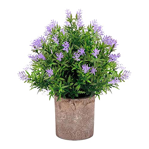 Artificial Potted Flowers Fake Lavender Artificial Potted Plants Mini Bonsai Small Potted Plants Artificial Plants Floral Arrangements for Home Wedding Party Centerpiece Decoration