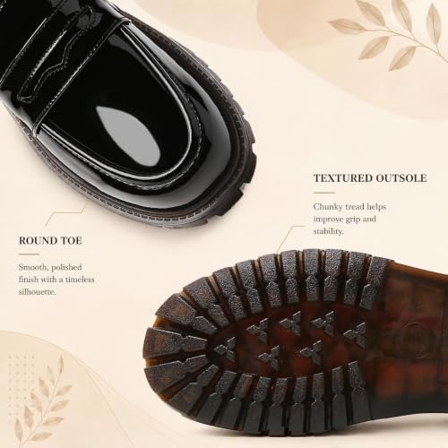 Image of Penny Loafers for Women Dressy Classic Leather Comfortable Non Slip Flats