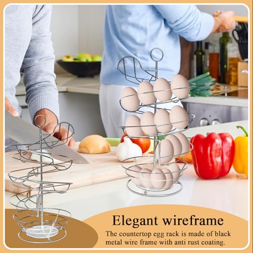 Organizador de huevos en espiral de alambre metálico para encimera de cocina moderna 7