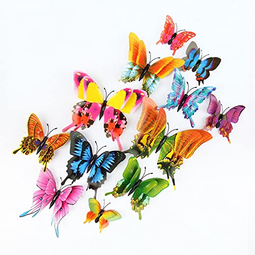 Image of JAAMSO ROYALS Multi 3D Magnet Butterfly Stickers - Decoration Items, Butterflies for Wall (Set of 12)-Self-Adhesive