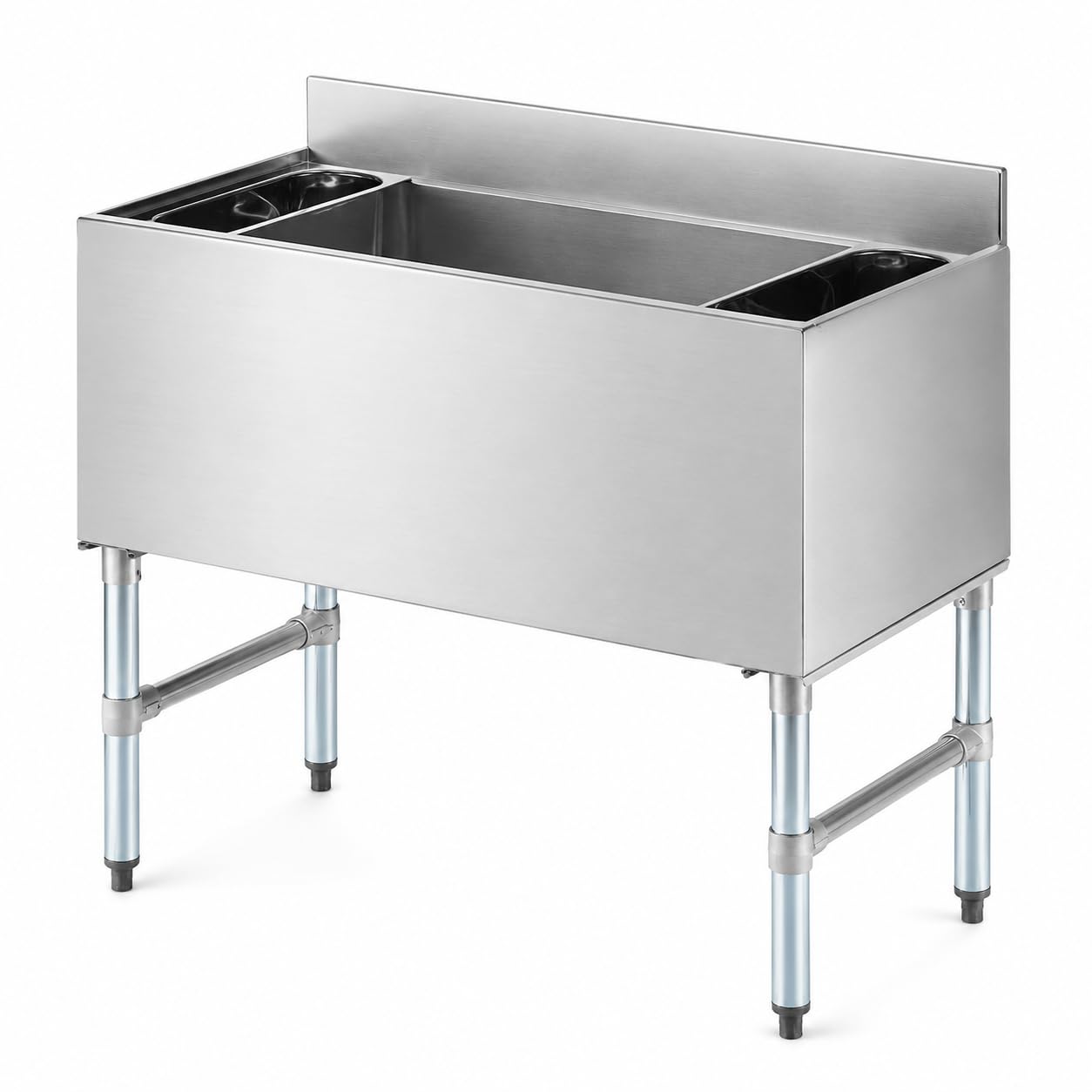 18x36 Inch Underbar Ice Bin with Bottle Holders by Glownary – 119.0 pounds, Type 304 Stainless Steel, Silver, Model 522uib1836