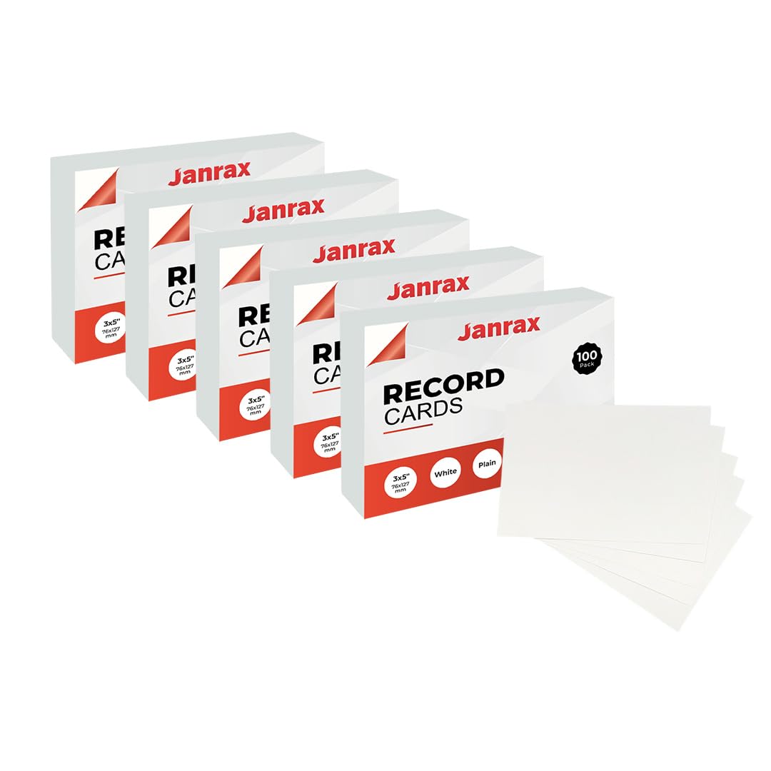 Pack of 600 White Plain 5x3 Record Cards – Blank Study Index Cards for Notes, Revision