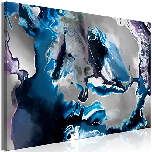 artgeist Acoustic Canvas Wall Art Abstract 35x24 in - 1pcs Picture with Acoustic Foam Sound Print Artwork Room Acoustics Soundproofing Paint Stains Like Painted Blue a-C-10013-b-a