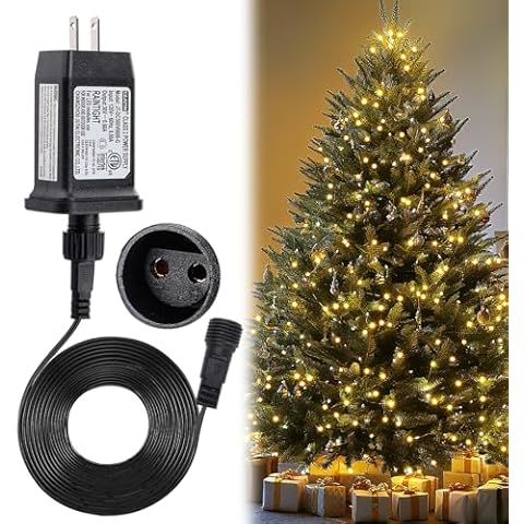 Aulock 30V 0.6A Class 2 Power Supply - Christmas Tree LED Adapter with 9.8FT Extension Cord, 120V 18W IP44 Waterproof Transformer Replacement Plug for Xmas Holiday String Lights, 1 Pack Cover