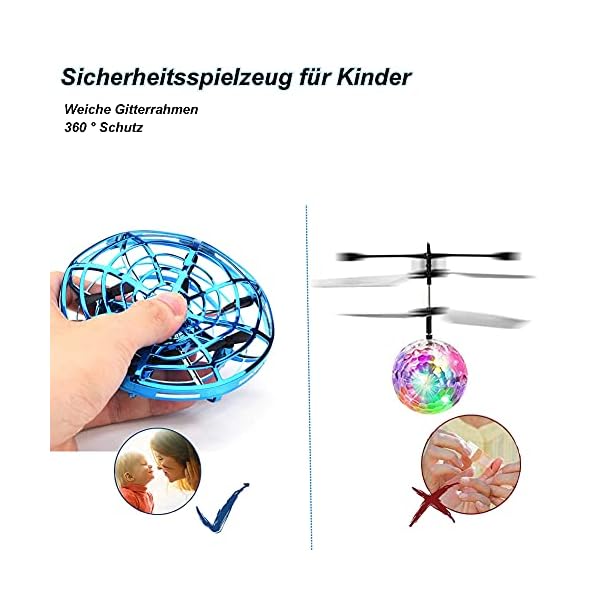 UFO Drohne, Mini Drohne Kinder Fliegendes Spielzeug Handgesteuerter Infrarot Induktions Fliegender Ball RC Drone mit Helle LED, UFO Mini Flugspielzeug Drohne Spielzeug Geschenke für Jungen Mädchen – Bild 3