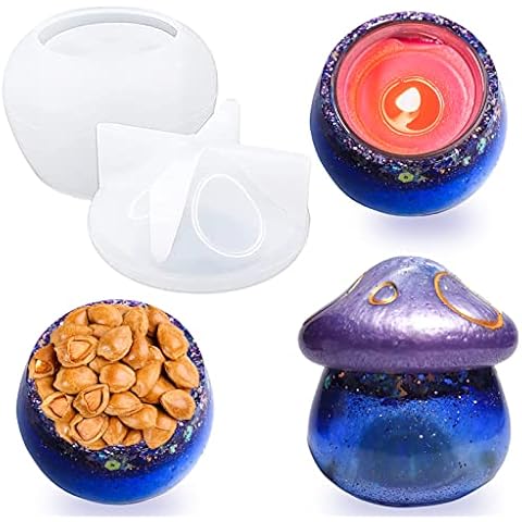 IHUIXINHE Silicone Resin Jar Molds, Mushroom Jar Silicone Molds with Lid, Silicone Resin Molds for DIY Storage Bottle, Candy Container, Candle Holder,Resin Epoxy Casting Craft Cover