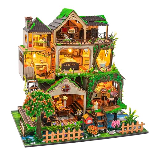 Miniaturhaus-Set für Erwachsene, Mini-Hausbau, DIY-Miniatur-Set für Erwachsene, Mini-Puppenhaus-Set aus Holz für Geburtstag, Weihnachten, Feenwald