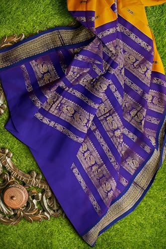 Image of Women's Kanjivaram Cotton Silk Saree South Indian Paithani Sari | gadwal cotton sarees with Zari Border and Blouse Piece - Suitable For All Indian Occasions and Festivals 191