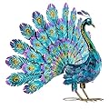Alpine Corporation - 23" Tall Outdoor Metallic Peacock Tail Spread Yard Statue – Vibrant Garden Sculpture for Patio, Lawn, or Entryway (Multicolor)