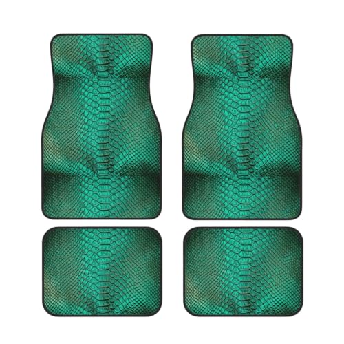 Alfombrillas de coche de neopreno premium, juego de 4 piezas estilo piel de serpiente verde
