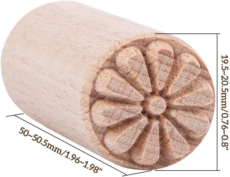 Juego De 7 Sellos De Madera Para Cerámica Y Arcilla – Patrones Mixtos (Flores, Árbol) – Columna Natural De Peral (2x5cm)